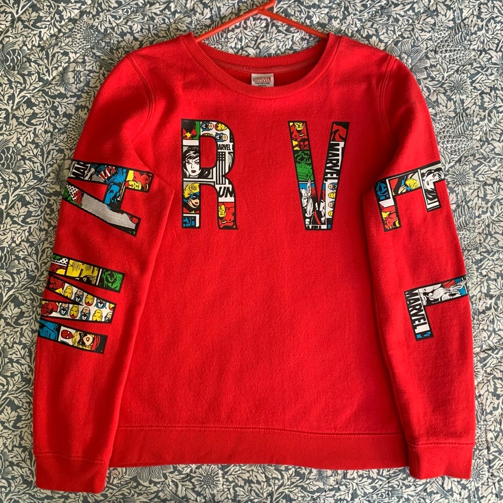 Marvel Cut Out Red Crewneck Sweatshirt Mad Engine L